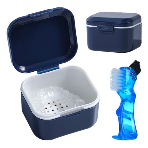 GmeDhc Boîte de Dentier avec Passoire, Boîtes pour Prothèses Dentaires avec Brosse à Dents, Boîte de Retenue Orthodontique, pour Stockage et Trempage Des...