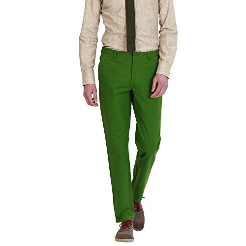 HBDesign Men's Casual Slim Fit Flat Front Straight Pleated Blue Iron Free Pant