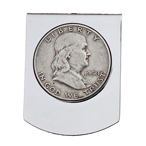 US 1950 Franklin Half Dollar Stainless Steel Large Money Clip NEW - Wide Design