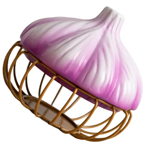 OUNONA Garlic Basket Multi Function Garlic Holder with Cover Fruit Bowl for Kitchen Organization for Storing Eggs Snacks and More