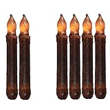 Youngerbaby Set of 6 Vintage LED Taper Candles Lights Battery Operated Brightly Realistic Yellow Flicker Wax Flameless Candles for Halloween,Wedding Centerpieces,Window, Chandelier, Christmas