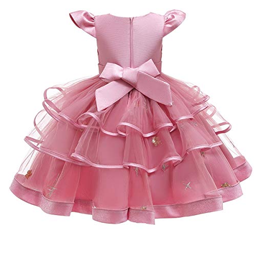 Girls Embroidery Bowknot Dress Cap Sleeves Princess Ruffle Tulle Tutu Prom Pageant Wedding Birthday Party Ball Gowns3