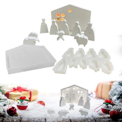 Ylnailky Moldes De Silicona Para La Escena Del Nacimiento De Navidad, Plantilla De Figuras, Molde De Silicona Para El Nacimiento De Navidad, Para Uso En Yeso Resina Jabón Artesanal Halloween