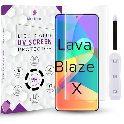Image of Premium HD+ UV Tempered Glass Screen Protector For Lava Blaze X /Blaze Curve (6.67 Inch, Pack of 1) Full Adhesive UV Curved Screen Protector Case Friendly with installation kit & Guide