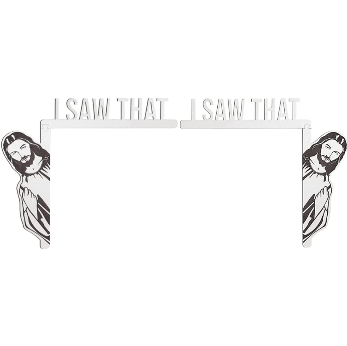 WONDERVY 2 PCS Jesus I Saw That Funny Home Decor Door Frame Decoration Wood Frame Corner Decoration for Mirror Cabinet Chair Drawer Furniture (Black+White)