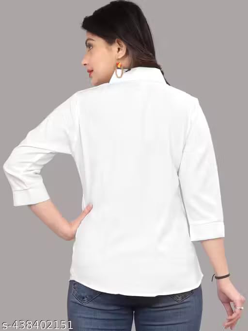 Image of Women's Cotton Blend Solid Shirt - Stylish Collar Neck-Purple-G1 P7