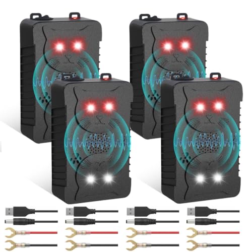 Image of 4 Pack Under Hood Rodent Repellent for Cars, Ultrasonic Strobe Deterrent