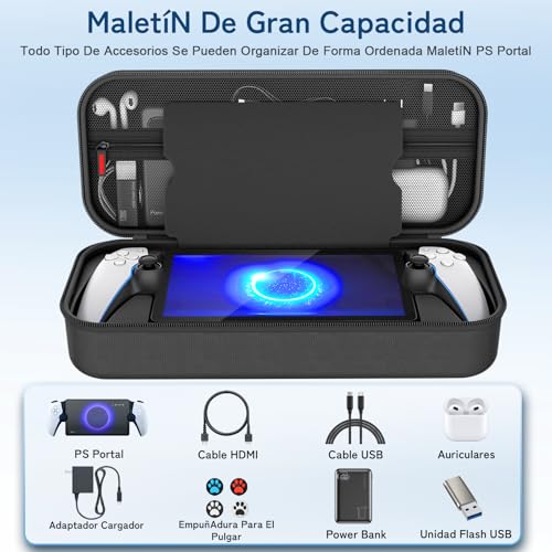 daydayup Funda de Transporte Compatible con PlayStation Portal Remote Player, Funda para PlayStation Portal con Bolsillo con Cremallera, Bolsa de Mano de Juegos para PS Portal (Negro) - imagen 3