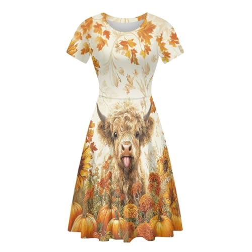 Image of Irisjudy T Shirt Dress for Women Short Sleeve Girls Short Sleeve Dress Plus Size, O Neck Knee Length Midi Dress for Ladies