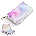 Leather Credit Card Holder Case Wallet Travel Passport Walle Stylish Fashion Tie Purple Dye Pastel Violet Marble