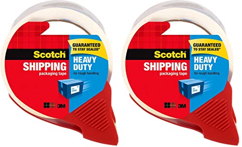 Scotch Heavy Duty Shipping Packing Tape, Clear, Shipping and Packaging Supplies, 1.88 in. x 54.6 yd., 2 Tape Rolls with 2 Dispensers - image 2
