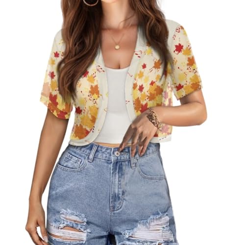 Image of Womens Short Sleeve Bolero Shrug Open Front Knit Cropped Cardigan Shoulder Cover for Dress Cute Casual Knit Cover Up