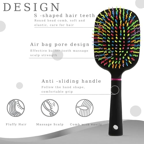 1000RB Rainbow Paddle Mane and Tail Brush Detangler Plastic Forky Comb for Horses - Image 3