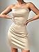 ZAFUL Women Tube Satin Mini Dress Bodycon Backless Silk Wedding Guest Cocktail Dresses (Champagne,S)