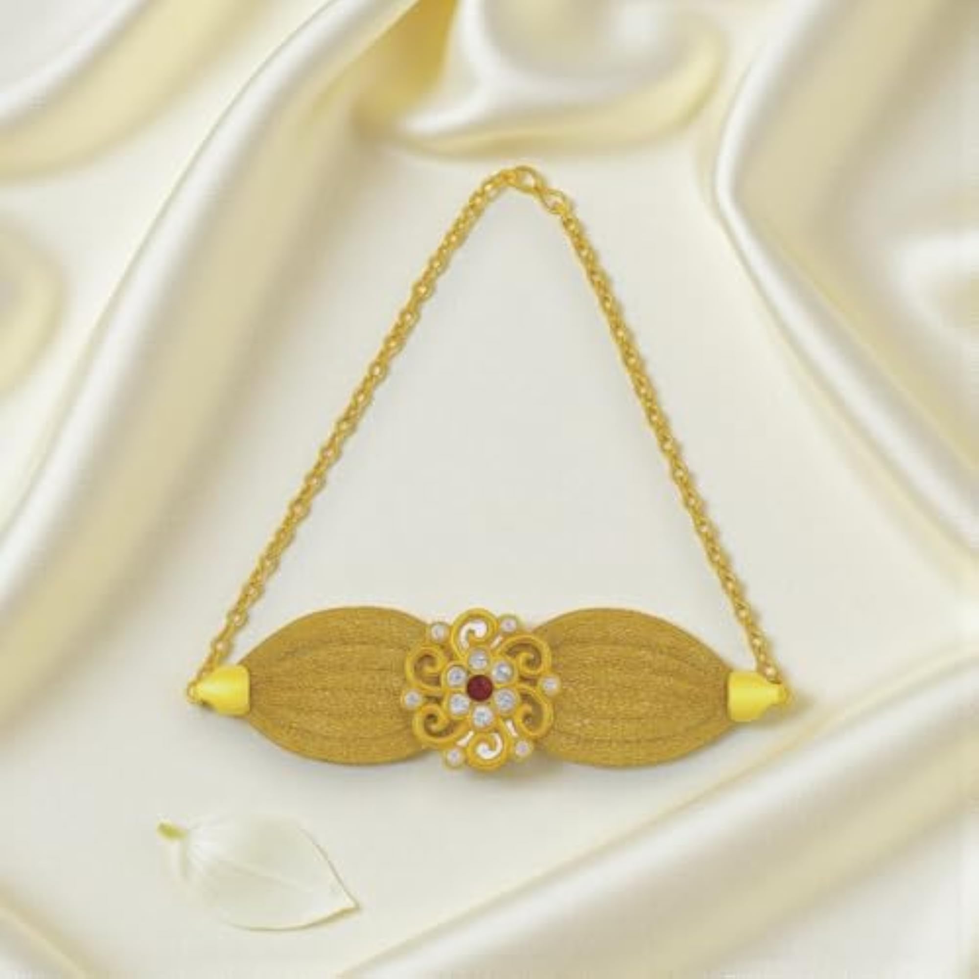 Women's Gold Plated Floral Stone Studded Anklet, Wedding