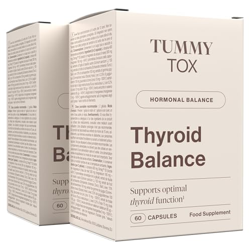 Thyroid Balance - Magnesio, L-tirosina, Yodo, Selenio, Albahaca Santa, Schisandra, Zinc, Manganeso y Guggul - Sin hormonas - 120 Cápsulas, Tummy Tox