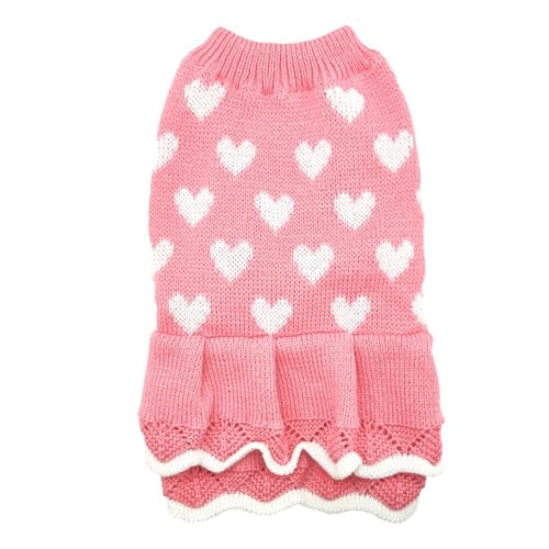 小型犬と猫のためのハートパターンknitdress冬のタートルネックの小種のためのセーター