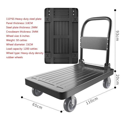 Carrito de Plataforma Plegable Multifuncional con Ruedas de Goma miniatura 2
