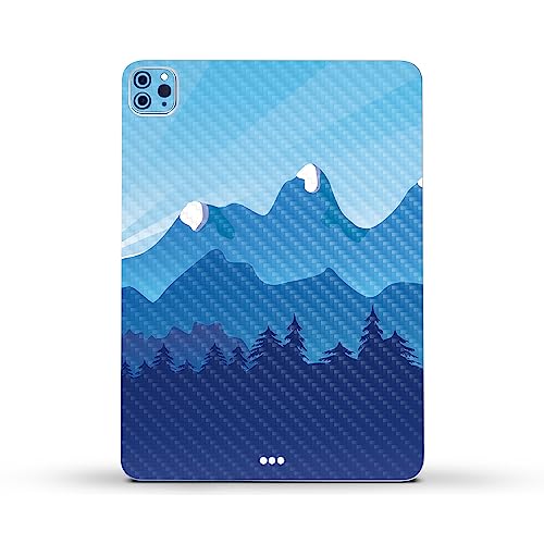 Image of MightySkins Carbon Fiber Skin Compatible with Apple iPad Pro 11 inch M2 4th Gen (2022) Full Wrap Kit - Blue Mountains | Protective Durable Textured Carbon Fiber Finish | Easy to Apply | Made in The USA
