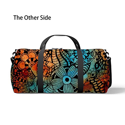 Bolsa de viagem grande para homens e mulheres, bolsa de viagem com flores abstratas, bolsa de viagem