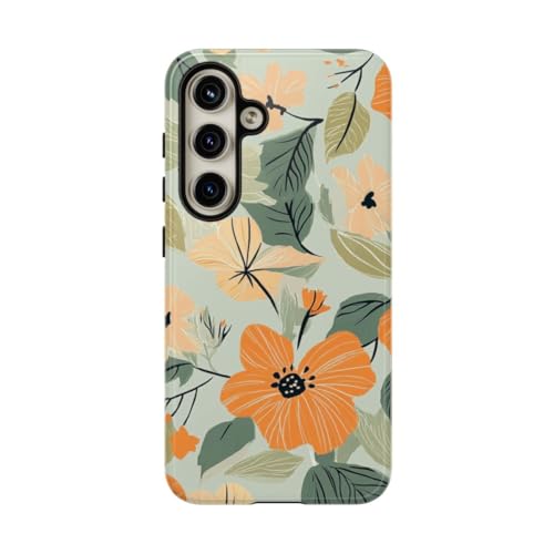 Coque fleurie Samsung S24 orange et pêche pour sublimer vos photos en terrasse