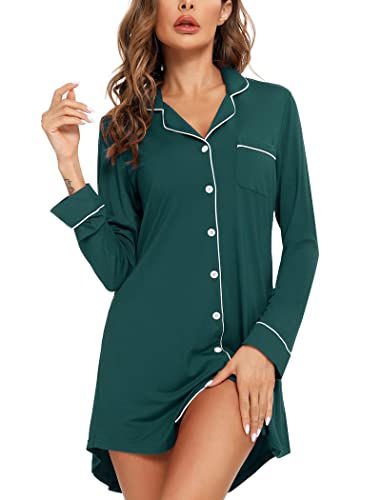 Image of Leikar Nightgowns for Women Button Up Labor Delivery Gown Sleep Shirts