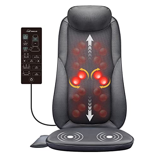 Snailax Back Massager for Back Pain, Shiatsu Heated Massage Chair Pad, Rolling Kneading Massage Seat Cushion, Gifts for Women/Men, Stress Relax at Home Office