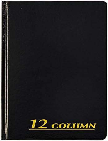 Adams Account Book, 7 x 9.25 Inches, Black, 12-Columns, 80 Pages (ARB8012M)
