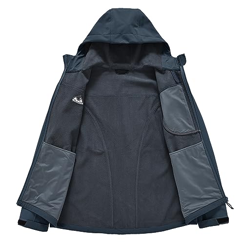 Gopune Men's Lightweight Soft Shell Jacket Fleece Lined Waterproof Hooded Hiking Winter Jacket3
