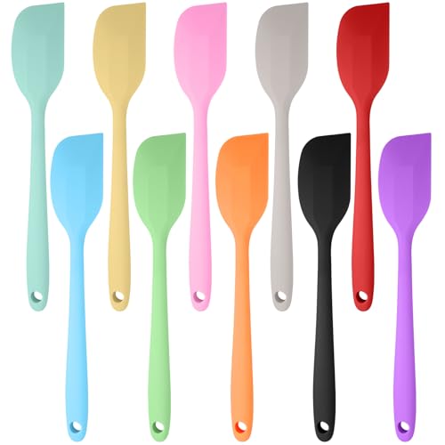 TESSTSY 10 Piezas Cuchara Espátula Silicona Cocina, Espátulas de Silicona Resistentes al Calor, Cuchara de Espatula Cocina Silicona con Núcleo de Acero, Lengua Cocina para Cocina y Hornear, Mezclar