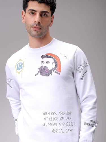 Image of The Indian Garage co Men Regular Fit Placement Print Overhead Crewneck Sweatshirts