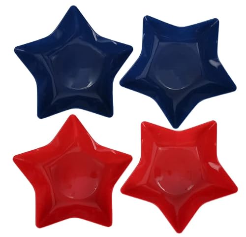 4 Pc Set Of Red & Blue Star Bowls For 4Th Of July - Bbq, Independence Day, Party, Dips, Tableware #TOP1