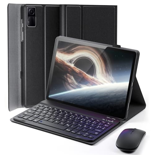 für Xiaomi Redmi Pad 2 (2025) 11 Zoll / Xiaomi Redmi Pad SE (2023) 11 Zoll Hülle mit aufladbarer kabellose Bluetooth Deutsche Tastatur (QWERTZ) und Maus Schutzhülle mit Stifthalter Keyboard case