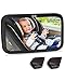 BESFAN Espejo Retrovisor Coche para Bebé,Espejos para Asientos Traseros para Coche,360°Ajustable Espejo Coche Bebé,para Los Asientos de Niños Orientados Hacia Atrás + 2pcs Parasol de Coche