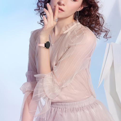 Image of GEAK Compatible with Samsung Galaxy Watch 4 Band 40mm 44mm /Classic 42mm 46mm,Samsung Watch 5 Band,20mm Soft Slim Silicone Band for Samsung Active 2 Watch Band Women Small Black /White /Gray /Sand Pink