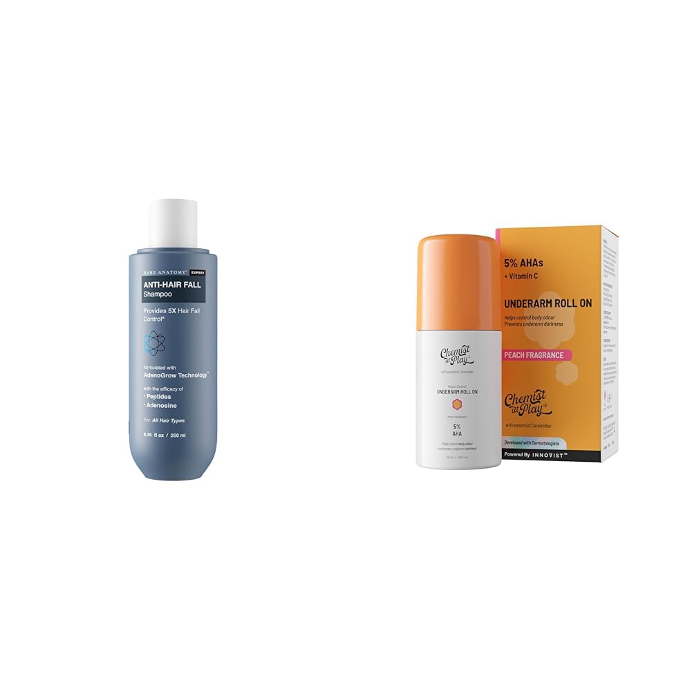 Bare Anatomy Anti Hair Fall Shampoo|5x Hair Fall Control & Growth - 250ml and Chemist at Play UnderArm Roll-On with 5% AHA, Lactic Acid & 1% Mandelic Acid - 40ml-picture-34