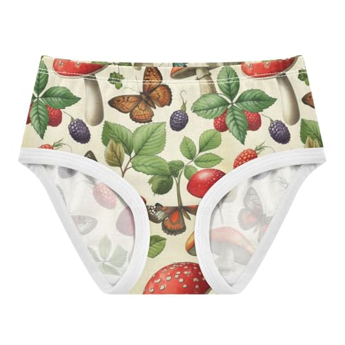 Joisal Girls Underwear Toddler 2t Cotton Panties Little Girl Bright Briefs Girls Undies Vintage Mushrooms Leaves Butterfly