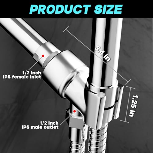 Shower Head Holder for Hand Held Showerheads, Adjustable Shower Arm Mount with Swivel Ball Joint, Premium ABS Bracket, Connect Shower Arm and Shower Hose (Chrome)