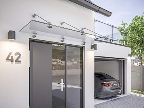 SCHULTE Vordach 180x90 cm Glas Haustür Überdachung Echtglas klar VSG...