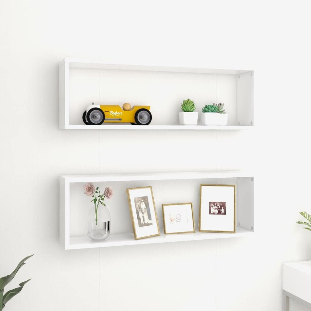 Refined Estantes Cubo de Pared 2 uds contrachapado Blanco 80x15x26,5 cm