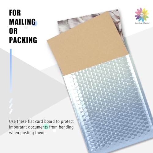 Image of Mat Board Center, 50 Corrugated Cardboard Sheets 8x8 Inches Flat Card Board Inserts for Packing, Shipping, Mailing, Frame Backer or DIY Crafts
