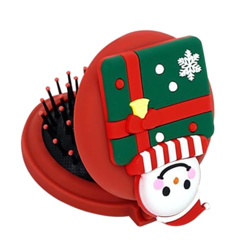 jopiuieo トラベルコーム - サンタスノーマンパターンポケット折りたたみヘアブラシ|ラウンドコンパクトトラベルブラシ、マッサージコームヘアスタイリング用品 ほとんどのヘアタイプに対応