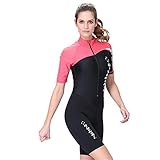 ACCLD 1,5 mm Neopren-Neoprenanzug Herren Damen Lang- / Kurzarm-Trunk Einteilige Nassanzüge zum Schwimmen Jumpsuit Surfing Rash Guards,C,L