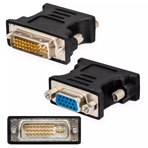TECHZOCO Adaptador DVI a VGA, Adaptador Convertidor Unidireccional Dvi-i a Vga, DVI-I 24+5 Macho a VGA Hembra, 1080P Full HD, 60Hz 1080p, Apto para Tarjeta gráfica vídeo para PC, proyector, 1 Unidad