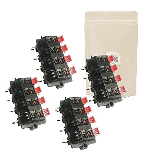 Lot De 4 Borniers Haut-Parleurs 2 Voies à Boutons Poussoirs - 54x24mm Mono, AERZETIX C43777