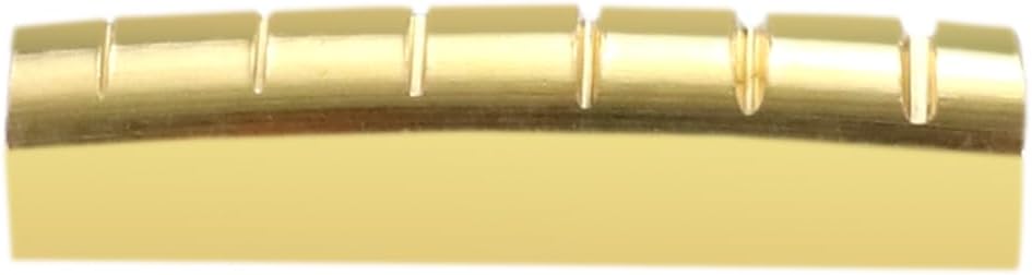 6 String Brass Guitar Nut Pre-Slotted Top Nut 43mm x 9mm x 6mm Compatible with Les Paul LP SG Style Electric Guitar or Acoustic Guitar Parts Replacement Gold.