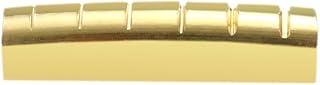 Metallor 6 String Brass Guitar Nut Pre-Slotted Top Nut 43mm x 9mm x 6mm Compatible with Les Paul LP SG Style Electric Guitar or Acoustic Guitar Parts Replacement Gold.