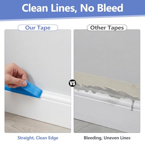 Image of 40 Rolls Blue Painters Tape 1 Inch Wide 0.94IN x 55Yd Washi Masking Tape Bulk for Indoor Outdoor Painting Trim Edging Marking, Clean Removal Sharp Lines