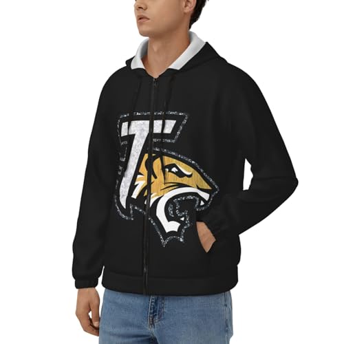 Towson University Men Hoodie Zip Up Hoodies Hooded Zippered Cardigan Long Sleeve Sweatshirt Pullover