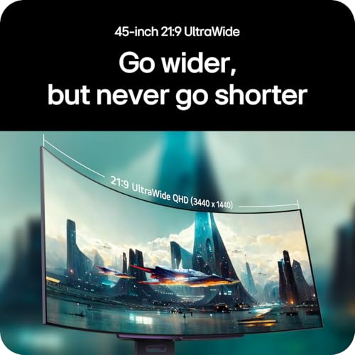 Image of LG Ultragear 45GX90SA 45-inch OLED 240Hz 0.03ms WQHD Curved Smart Gaming Monitor webOS(Xbox, Netflix Built in) / USB-C PD 65W / HDMI 2.1 / NVIDIA G-SYNC / AMD FreeSync Premium